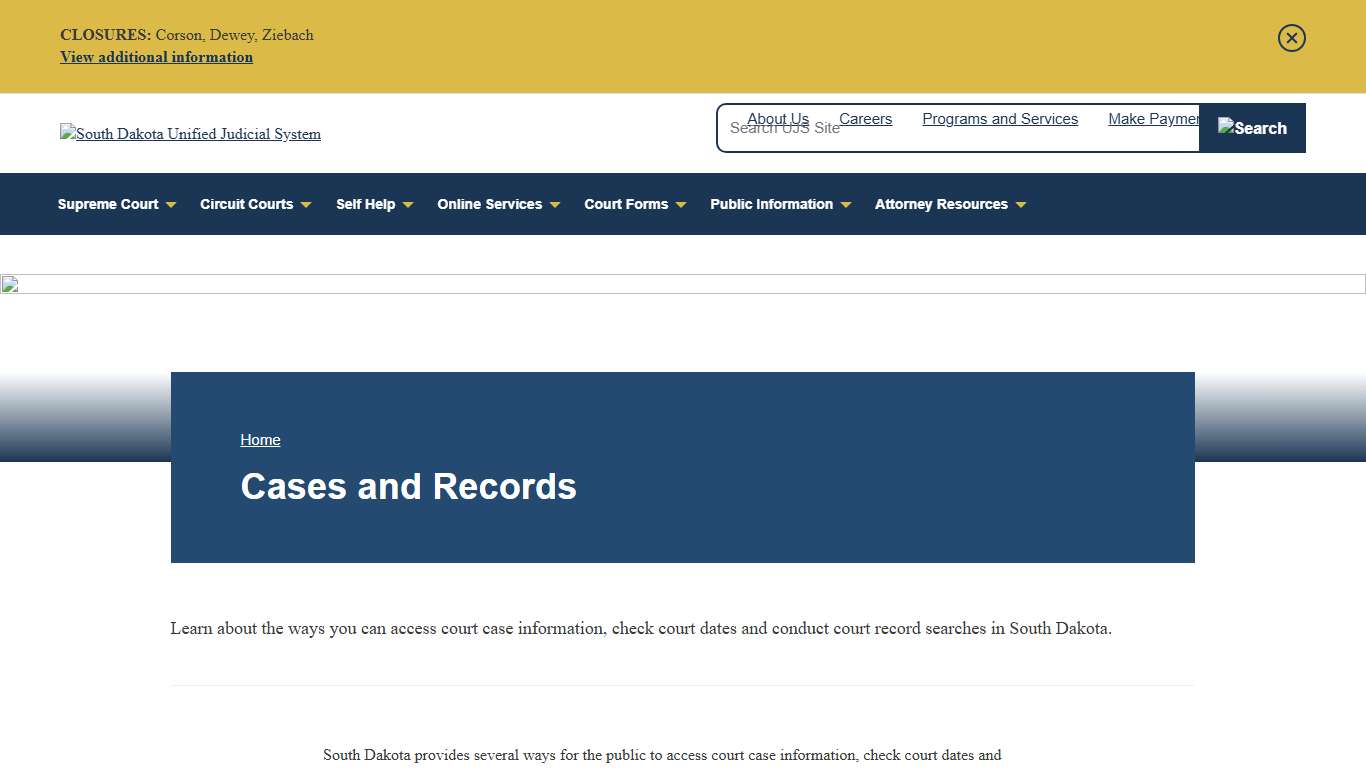 South Dakota Court Records Access South Dakota Unified Judicial System SD UJS