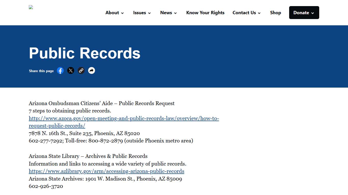 Public Records - ACLU of Arizona